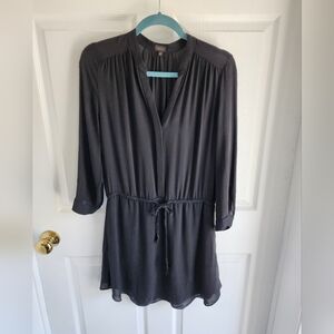 Babaton 100% Silk Shirt Drawstring Mini Dress Sz Medium